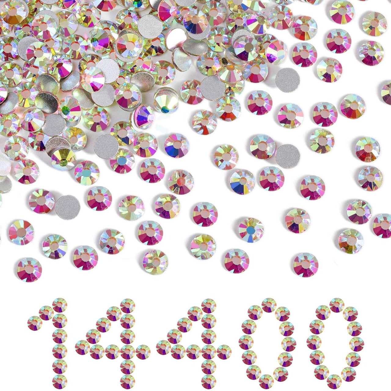 14,400pcs AB Crystal Flatback Rhinestones – SS10 (2.7–2.9mm) for Nails, Crafts & DIY Decor
